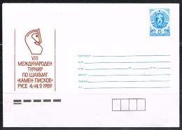 ECH L 38 - BULGARIE Entier Postal Tournoi D'échecs 1989 - Sobres