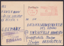 Lübeck: Bedarfskarte, O , Apt. Absenderfreistempel, 29.7.45, Selten - Storia Postale