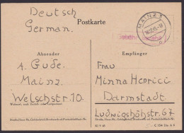 Mainz: Bedarfskarte, Ra "Gebühr Bezahlt", 18.12.45 - Storia Postale