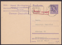 München: P903, O, Bedarfs-Ortskarte Ra "Gebühr Bezahlt", 7.3.46 - Lettres & Documents