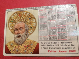 1968 Santo Nicola Bari Calendario Tascabile Con Agrinzatura - Petit Format : 1961-70