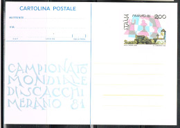 ECH L 56 - ITALIE Entier Postal Championnat Du Monde D'Echecs Merano 1981 - Postwaardestukken