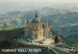 CPM . TORINO DALL'AEREO  .  LA BASILIQUE DE SUPERGA  .  CARTE ECRITE AU VERSO - Chiese