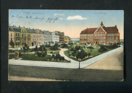 "GROEBA" 1917, Helio-Color-AK "Georgsplatz, Neue Schule" (B1068) - Riesa