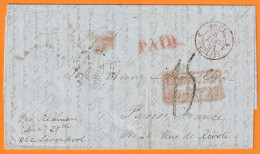 1851 - QV - Lettre De BROOMLEY, Stocksfield, Northumberland Vers Paris - COLONIES ART 13 - Via LIVERPOOL STEAMER - Marcofilia