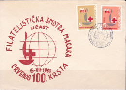 Yugoslavia 1963 100 Years Of The Red Cross Commemorative Envelope - Oblitérés