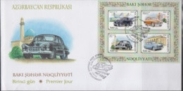 MOTOR VEHICLES  - AZERBAIJAN - 2003- MOTOR CARS SHEETLET OF 4  ON  ILLUSTRATED FDC - Autos