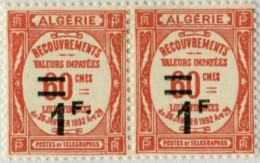 !!! ALGERIE : PAIRE DE TAXES N°23/23a VARIETE SANS POINT APRES F TENANT A NORMAL. PAIRE NEUVE CHARNIERE PROPRE - Timbres-taxe