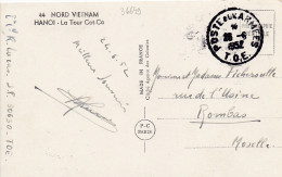 36649# CARTE POSTALE NORD VIETNAM HANOI TOUR COT CO Obl POSTE AUX ARMEES TOE 1952 T.O.E. INDOCHINE ROMBAS MOSELLE - Guerra De Indochina/Vietnam