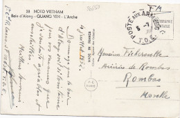 36650# CARTE POSTALE NORD VIETNAM BAIE ALONG QUANG YEN ARCHE POSTE AUX ARMEES TOE 1952 T.O.E. INDOCHINE ROMBAS MOSELLE - War Of Indo-China / Vietnam