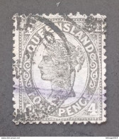 AUSTRALIA OC QUEENSLAND 1907 VICTORIA CAT SCOTT N 98 ERROR COLOR GREEN-BLACK NOT BLACK WMK F - Gebraucht