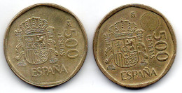 SPAIN, Set Of Two Coins 500 Pesetas, Copper-Aluminum-Nickel, Year 1989, 1996, KM # 831, 924 - 500 Pesetas