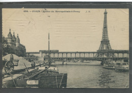 10160 Paris - Viaduc Du Métropolitain à Passy  - Bateau De Transport -  - La Seine Et Ses Bords