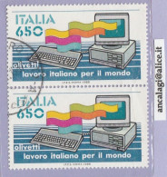 USATI ITALIA 1986 - Ref.0546A "LAVORO ITALIANO PER IL MONDO" 1 Val. In Coppia - - 1981-90: Oblitérés