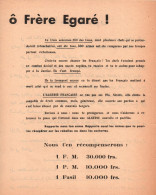 TRACT O FRERE EGARE GUERRE ALGERIE  PROPAGANDE - Documents