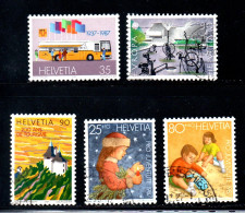 Switzerland, Used, 1987, Michel 1335, 1350, 1356, 1359, 1360, Lot - Lettres & Documents