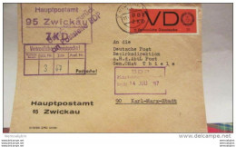 Dienst/ZKD: Fern-Brief Mit VD-Mke Als Ps Von Zwickau Nach Karl-Marx-Stadt Vom 13.7.67 Abs: Hauptpostamt Knr: D 3y - Brieven En Documenten