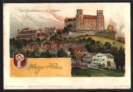 Lithographie Eichstätt, Willibaldsburg Mit Wappen  - Eichstaett