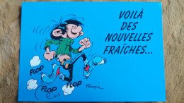 CPM BANDE DESSINEE BD GASTON LAGAFFE FRANQUIN 98 DALIX  1992 VOILA DES NOUVELLES FRAICHES - Comicfiguren