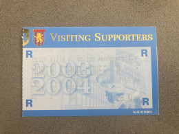 Aston Villa V Bolton Wanderers 2003-04 Match Ticket - Tickets & Toegangskaarten