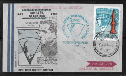 121 - Y&T PA112 Argentine Sur Pli Illustré Du 1.9.1967 Service Aéropostal  Verso Cachets De Transit Et Arrivée. - Antarctic Expeditions