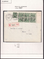 DDFF 907 -- Collection Petit Sceau De L' Etat - Enveloppe Reco BRUXELLES 1937 Vers Le Luxembourg - TARIF PREFERENTIEL - 1935-1949 Klein Staatswapen