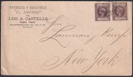 1898-H-105 CUBA 1898 3c COVER DRUG STORE HAVANA TO NEW YORK USA.  - Prephilately