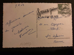 CP GENEVE LA RADE TP 10 OBL.MEC.9 VIII 1953 GENEVE 1 FETES DE GENEVE 14 - 17 AOUT 1953 - Marcophilie