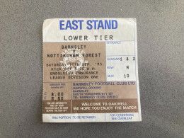 Barnsley V Nottingham Forest 1993-94 Match Ticket - Biglietti D'ingresso