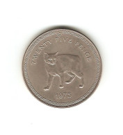 355/ ILE DE MAN : Elizabeth II : 25 Pence 1975 (copper-nickel - 29,39 Grammes) Chat De L'ile De Man - Isla Man