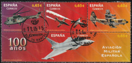 España 2011 Edifil 4653A/D Sellos º Aviacion Militar Española Helicoptero SA-332 Super Puma Avion CASA-101 Aviojets - Used Stamps