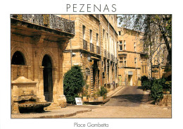 HERAULT PEZENAS  PLACE GAMBETTA(scan Recto-verso) KEVREN0416 - Pezenas