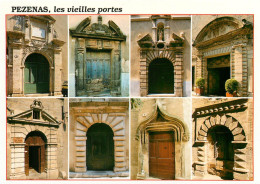 PEZENAS HERAULT VIEILLES PORTES HOTELS PARTICULIERS OU DE THEATRE  A TRAVERS LA VILLE  (scan Recto-verso) KEVREN0416 - Pezenas