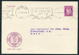 1945 Norway Oslo Julepost Christmas Machine Slogan O.F.K. Stationery Postcard  - Brieven En Documenten