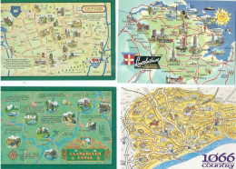 4 POSTCARDS  UK  MAPS - Landkaarten