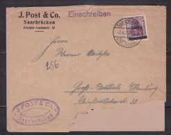 Germany / Saar - 1920 Cover Saarbrucken To Hamburg - Overprinted Stamp - Faults - Covers & Documents