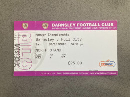 Barnsley V Hull City 2010-11 Match Ticket - Tickets D'entrée