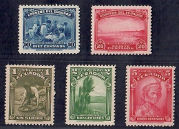 Ecuador 1937 Andean Landscape, Atahualpa, The Last Inca, Hat Weavers Etc. 5V MNH & MH - Ecuador