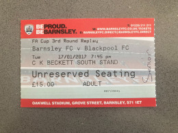 Barnsley V Blackpool 2016-17 Match Ticket - Eintrittskarten