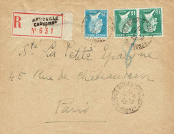 Tarifs Postaux France Du 16-07-1925 (15) Pasteur N° 171 15 C. X 2 + Pasteur N° 177 75 C.   Lettre Recommandée 1er échelo - 1922-26 Pasteur