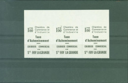 Timbres De Grève 100F Chambre Commerce & Industrie Taxe D'acheminement Courrier Commercial De St Foy La Grande - Stamps