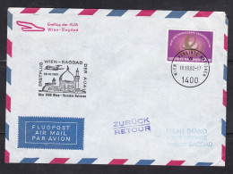 United Nations Vienna Office - 1982 AUA First Flight Cover Wien To Bagdad Iraq - Covers & Documents