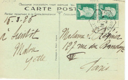 Tarifs Postaux France Du 16-07-1925 (71) Pasteur N° 170 10 C. X 2 Carte Postale Ordinaire Agence Postale Ploumanach 13-0 - 1922-26 Pasteur