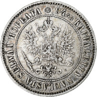 Finlande, Alexander III, Markka, 1892, Helsinki, Argent, TTB+, KM:3.2 - Finlandia