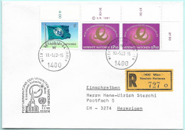 UNO-Wien R-Brief 4.Int. Briefmarken Messe Essen D Erinnerungsstempel MI-No 18 - Briefe U. Dokumente