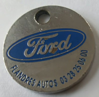 Jeton De Caddie - Automobiles - FORD - FLANDRES AUTOS - ASSISTANCE 24h/24 - En Métal - - Munten Van Winkelkarretjes