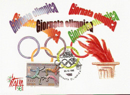 CARTOLINA CON ANNULLO SPECIALE ESPOSIZIONE MONDIALE DI FILATELIA MILANO 98 GIORNATA OLIMPICA - Altri & Non Classificati