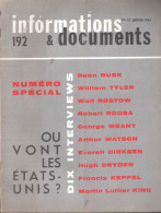 Revue Diplomatique Informations & Documents N° 192 - Janvier 1964 - Où Vont Les États-Unis ? - Historia