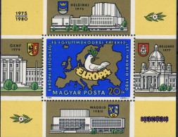 Map EUROPA SECURITY CONFERENCE - Hungary 1980 - Block MNH - Unused Stamps