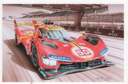 24 Heures Du Mans 2023 - Ferrari 499P - Pilotes: Fuoco/Molina/Nielsen - Tableau De Francois Bruere  -  CPM - Le Mans
